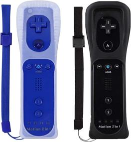 img 4 attached to 🎮 Wii Remote Controller (2 Pack) with Motion Plus for Wii/Wii U - Shock Function (Black+Dark Blue)