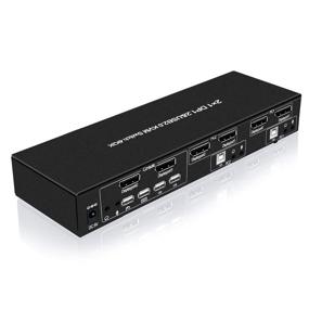 img 4 attached to 🖥️ E-sds DisplayPort KVM Switch: Dual Monitor 4K DP KVM Switch with 2 Ports, 2 Extra USB Ports, and Audio/Mic Output