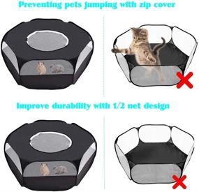 img 2 attached to 🐾 Breathable Small Animal Playpen by Suwikeke - Foldable & Portable Pet Cage Tent with Anti-Escape Top Cover for Hamster, Chinchillas, Hedgehogs, Guinea Pigs, Rabbits, and Kittens