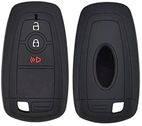 img 3 attached to Ford F-150 F-250 F-350 Ecosport Edge Explorer Fusion S-MAX Mustang 2017 2018 Silicone Car Key Cover Remote Fob Case Shell Jacket Protector with 3 Buttons