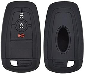 img 4 attached to Ford F-150 F-250 F-350 Ecosport Edge Explorer Fusion S-MAX Mustang 2017 2018 Silicone Car Key Cover Remote Fob Case Shell Jacket Protector with 3 Buttons