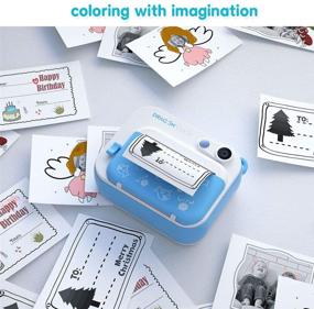 img 1 attached to 📸 Dragon Touch InstantFun Instant Print Camera for Kids - Blue: Zero Ink Toy Camera with Print Paper, Cartoon Sticker, Color Pencils - Portable Digital Creative Camera for Boys and Girls