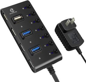img 4 attached to 💻 7-Port USB 3.0 Hub with Smart Charging & Power Switches for Windows, Mac, Linux, Chrome OS