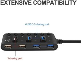 img 2 attached to 💻 7-Port USB 3.0 Hub with Smart Charging & Power Switches for Windows, Mac, Linux, Chrome OS