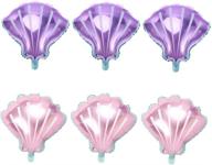 🐚 creaides 12pcs sea shells balloons | helium foil ocean balloons for baby shower, birthday, wedding | hawaii summer beach luau party supplies in purple and pink логотип