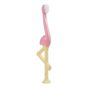 img 1 attached to 🦩 Dr. Brown's Toddler and Baby Toothbrush: Flamingo Design in Pink/Yellow with Gentle Bristles
