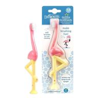 🦩 зубная щетка для младенцев и детей dr. brown's: дизайн с фламинго в розовом/желтом цвете с мягкими щетинками логотип