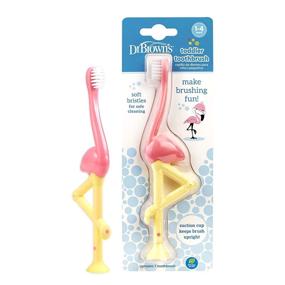 img 4 attached to 🦩 Dr. Brown's Toddler and Baby Toothbrush: Flamingo Design in Pink/Yellow with Gentle Bristles