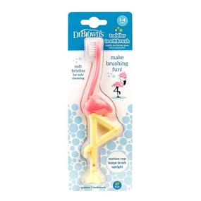 img 2 attached to 🦩 Dr. Brown's Toddler and Baby Toothbrush: Flamingo Design in Pink/Yellow with Gentle Bristles