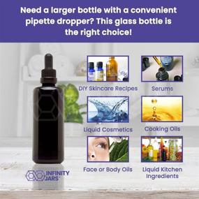 img 1 attached to 🧴 Infinity Jars 100 Ml (3.4 fl oz) Black Ultraviolet Glass Bottle: Preserve your liquids with a premium glass eye dropper!