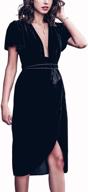 👗 r.vivimos velvet women's elegant deep v-neck short sleeve high low midi dress logo