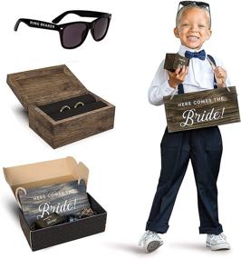 img 4 attached to 🎩 Stache & Sons Ring Bearer Gift Set: Sign, Sunglasses, Box, Proposal & Gifts