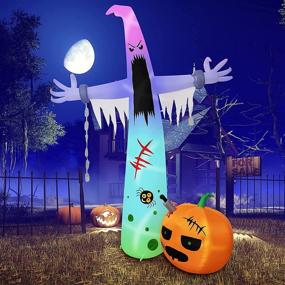img 2 attached to 👻 HBlife 12 FT Halloween Decoration Inflatable Ghost with Built-in LEDs, Outdoor Scary Inflatable Ghost Decor with Pumpkin for Front Yard, Porch, Lawn, or Halloween Party Indoor