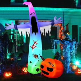 img 4 attached to 👻 HBlife 12 FT Halloween Decoration Inflatable Ghost with Built-in LEDs, Outdoor Scary Inflatable Ghost Decor with Pumpkin for Front Yard, Porch, Lawn, or Halloween Party Indoor