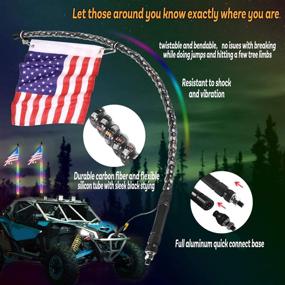 img 2 attached to 🚙 Immersive Offroad Experience: Explore with 2pcs 3ft Omotor LED Whip Lights featuring Bluetooth, Remote Control, and RGB Spiraling Chase Light for 360° Adventures!