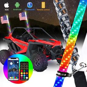 img 4 attached to 🚙 Immersive Offroad Experience: Explore with 2pcs 3ft Omotor LED Whip Lights featuring Bluetooth, Remote Control, and RGB Spiraling Chase Light for 360° Adventures!