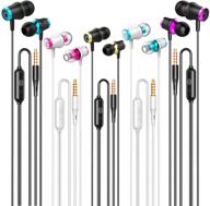 wired earbuds headphones with microphone 5 pack: 🎧 noise-isolating bass earbuds for iphone, android, computers, ipad, mp3 players logo