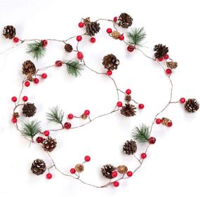 img 2 attached to 🎄 Lvydec 6.7ft Lighted Christmas Garland - Red Berry Pine Cone Garland with 20 LED Battery Operated String Lights for Christmas Tree, Fireplace, and Banister Decorations