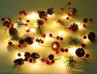 🎄 lvydec 6.7ft lighted christmas garland - red berry pine cone garland with 20 led battery operated string lights for christmas tree, fireplace, and banister decorations logo