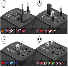 img 2 attached to 🌍 Зарядное устройство Goldsen Travel Adapter, универсальное, с разъемом Power Type-C и 3 высокоскоростными USB-портами, международная конвертерная розетка AC Power Outlet, многофункциональное зарядное устройство для Великобритании, ЕС, Австралии, Азии, Италии (черное)