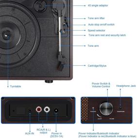 img 1 attached to Проигрыватель виниловых пластинок винтажный: встроенный Bluetooth, 2 стереодинамика, 3 скорости и ретро-дизайн - идеальный выбор для развлечений и украшения дома