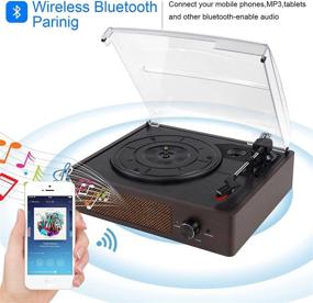 img 2 attached to Проигрыватель виниловых пластинок винтажный: встроенный Bluetooth, 2 стереодинамика, 3 скорости и ретро-дизайн - идеальный выбор для развлечений и украшения дома