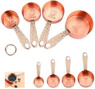 🌹 ultimate rose gold copper stainless steel measuring cups set - 4 stackable cups with measurements scale for wet/dry ingredients logo