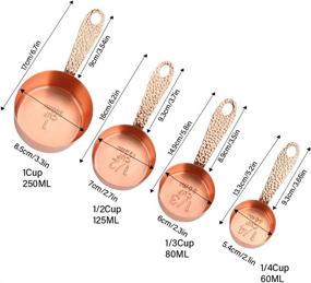 img 3 attached to 🌹 Ultimate Rose Gold Copper Stainless Steel Measuring Cups Set - 4 Stackable Cups with Measurements Scale for Wet/Dry Ingredients