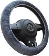 tianmei soft faux wool winter car stretch-on steering wheel cover (diameter 13 logo