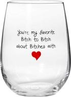 bestie's bff for bitchin' about bitches - hilarious stemless wine glass gift - large 17 oz capacity логотип