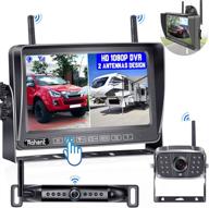 📷 rv wireless backup camera system - rohent r8 hd1080p 2 wireless backup camera with 7 inch touch key dvr monitor - stable digital signals - hitch rear view camera kit with adapter for furrion pre-wired rvs logo