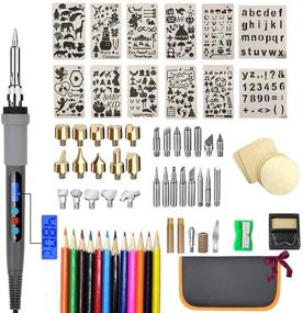 img 4 attached to 🔥 Versatile 75-Piece Wood Burning Tool Kit with Carrying Case - Adjustable Temperature, LCD Display, Soldering, Embossing, Carving - Gray