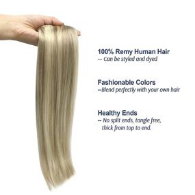 img 2 attached to 💇 Blonde Human Hair Extensions Clip in Hair Extensions, 22 Inch 120g 7pcs Ash Blonde Highlighted Platinum Blonde Straight Hair Extensions Remy Natural Hair for Women - GOO GOO