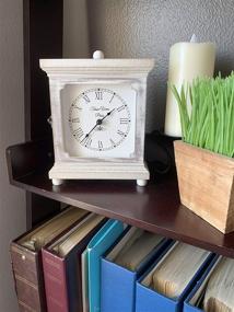 img 3 attached to 🕰️ Tasse Verre Rustic Shelf Clock (Quiet) - Farmhouse Decor, Distressed White Washed Wood Silent Clock for Bedroom, Table, Desk, Office, Fireplace Mantel, Living Room, Family Room - 9"x7" - AA Battery Operated, Non-Digital