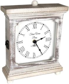 img 4 attached to 🕰️ Tasse Verre Rustic Shelf Clock (Quiet) - Farmhouse Decor, Distressed White Washed Wood Silent Clock for Bedroom, Table, Desk, Office, Fireplace Mantel, Living Room, Family Room - 9"x7" - AA Battery Operated, Non-Digital