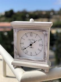 img 2 attached to 🕰️ Tasse Verre Rustic Shelf Clock (Quiet) - Farmhouse Decor, Distressed White Washed Wood Silent Clock for Bedroom, Table, Desk, Office, Fireplace Mantel, Living Room, Family Room - 9"x7" - AA Battery Operated, Non-Digital