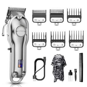 img 4 attached to 💇 SUPRENT Cordless Hair Clippers for Men - Rechargeable Hair Trimmer Kit with LED Display and 6 Durable Guide Combs for Home and Barbers