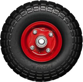 img 3 attached to 🔧 10" Flat Free Hand Truck Tire and Wheel: Durable Design with 5/8" Center Shaft Hole