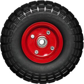 img 2 attached to 🔧 10" Flat Free Hand Truck Tire and Wheel: Durable Design with 5/8" Center Shaft Hole