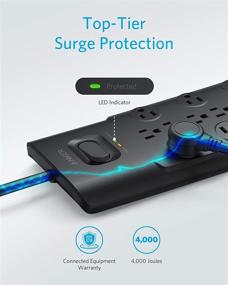 img 2 attached to 🔌 Anker Power Strip Surge Protector: 12 Outlets, 3 USB Ports, Flat Plug, 6ft Extension Cord - Ultimate Protection for iPhone Xs/XS Max/XR/X, Galaxy - Ideal for Home, Office & More!