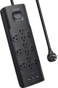 img 4 attached to 🔌 Anker Power Strip Surge Protector: 12 Outlets, 3 USB Ports, Flat Plug, 6ft Extension Cord - Ultimate Protection for iPhone Xs/XS Max/XR/X, Galaxy - Ideal for Home, Office & More!