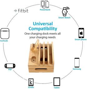 img 2 attached to 🔌 Bamboo Charging Station Dock for 4/5/6 Ports USB Charger with 5 Charging Cables Included | Desktop Docking Station Organizer for Cellphone, Smart Watch, Tablet - No Power Supply Included