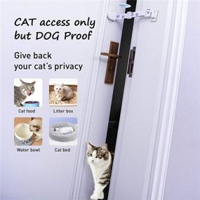 img 2 attached to Neobay Adjustable Cat Door Strap and Latch with Silicone Door Stopper - Interior Cat Door Alternative and Pet Gate Substitute. Easiest Solution (Installs in Seconds) to Prevent Dog Access to Litter Box and Cat Feeder....