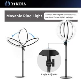img 1 attached to 💡 Yikola 10'' Светодиодное кольцо с держателем для смартфона для прямой трансляции и макияжа, 3 режима освещения, 10 уровней яркости, 360° вращение, питание через USB, регулируемая высота для YouTube и Instagram - Черный.