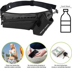 img 2 attached to 🏃 Waist Pack Running Belt with Water Bottle Holder and 2 Zipped Pockets – Ideal for iPhone, Samsung and Smartphones: Hydration Packs for Men and Women in Outdoor Activities like Climbing, Cycling, and Workouts