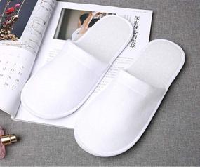 img 3 attached to 🌿 Lamoutor 12 Pairs Disposable Slippers: White, Closed Toe, Non-Slip Spa Slippers for Women and Men – Perfect for Hotels, Travel, and Spa retreats!