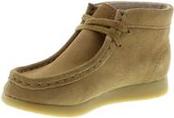 👣 footmates wally lace-up wallabee leather moccasin chukka kids hiking boots with wide toe box and custom-fit insoles, non-marking outsoles - toddlers & little kids, ages 1-8 logo