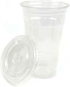 img 1 attached to 50 Sets of 24oz Plastic Ultra Clear Cups with Flat Lids 🥤 for Cold Beverages like Iced Coffee, Bubble Tea, Frozen Cocktails, Water, Sodas, and Juices