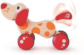 img 1 attached to 🐶 Игрушка из дерева "Hape Walk-A-Long Puppy" - награжденная тянущая собачка для малышей - красно-оранжевая.