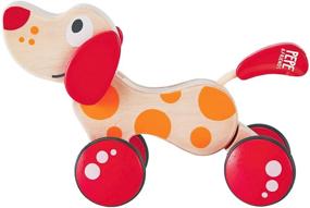 img 4 attached to 🐶 Игрушка из дерева "Hape Walk-A-Long Puppy" - награжденная тянущая собачка для малышей - красно-оранжевая.